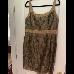 Carmen Marc Valvo Collection gold bronze brocade Cocktail Dress